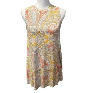 Lane Bryant Modern Slub Swing High-Neck Straight Hem Tunic Paisley Print 10/12